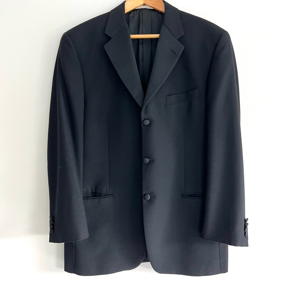 JOSEPH ABBOUD Black Tie Tuxedo 100% Wool Modern Fit Single Breast Jacket Sz 44